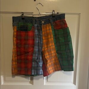 Multicolor Plaid denim Shorts